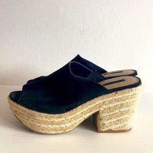 Black espadrilles/ platform sandals size 10